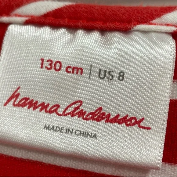 Hanna Andersson Twirl Long Sleeve Dress Girl's 8 Ruffles Red Blue White Stripes - Picture 4 of 6